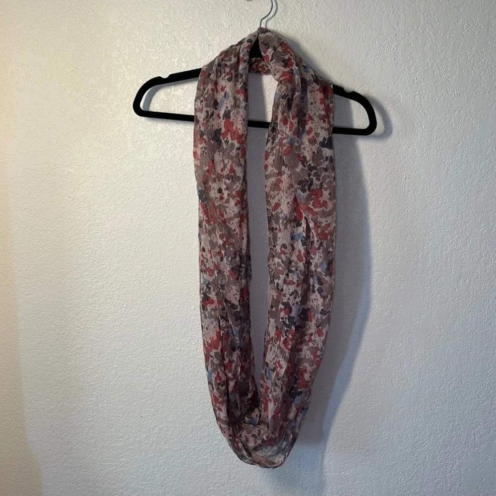 Floral Print Infinity Scarf Sheer Lightweight Blush Red Blue‎ Gray Women
